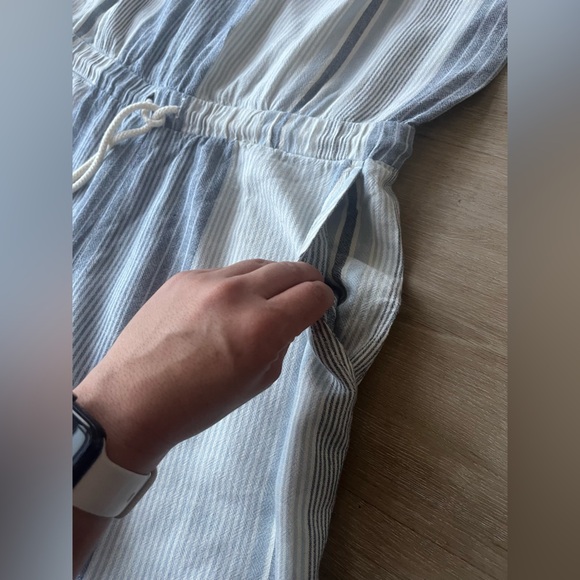 Anthropologie Cloth & Stone Linen Blend Striped Sleeveless Jumpsuit SZ M - Picture 7 of 10